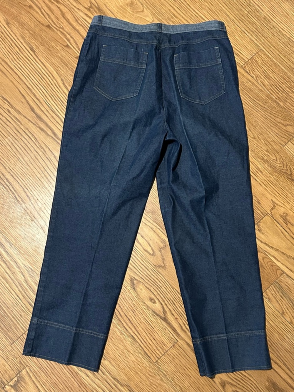 Dana Buchman Dark Wash Trouser Jeans Size 12 Wide Leg‎ Stretch Denim - Picture 11 of 11